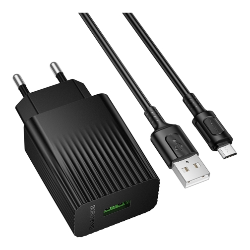 Купити Мережевий Зарядний Пристрій Borofone BAS72A 1USB QC3.0 18W+USB to Micro, 5