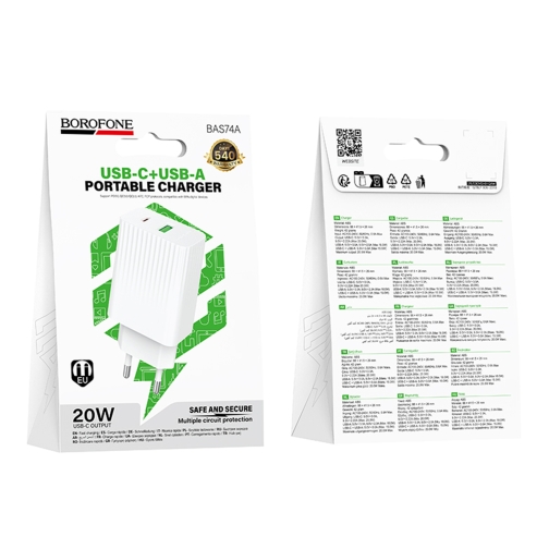 Купити Мережевий Зарядний Пристрій Borofone BAS74A 1USB-C/1USB PD/QC 20W, 2