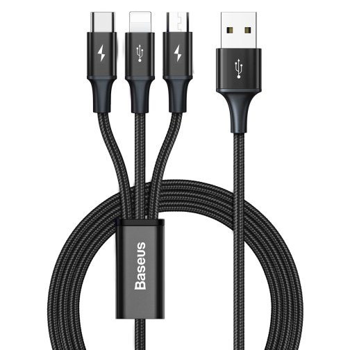 Купити Кабель Baseus Rapid 3-in-1 USB to Micro / Lightning / Type-C 3.5A 1.2m CAJS0000, 4