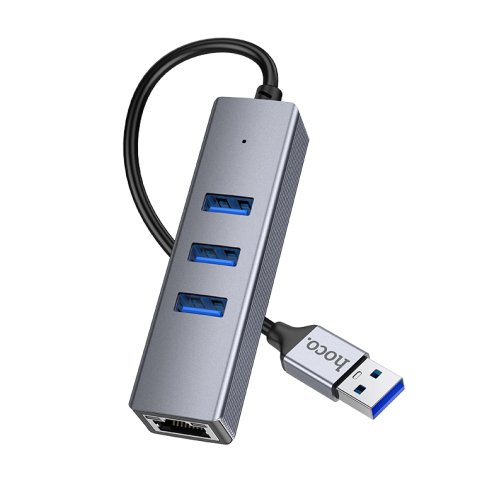 Купити Хаб USB Hoco HB34 Easy link Gigabit Ethernet adapter(USB to USB3.0*3+RJ45), 4
