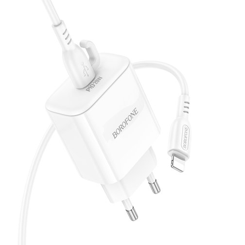 Купити Мережевий Зарядний Пристрій Borofone BA81A 1USB-C PD/QC 20W+Type-C to Lightning, 3