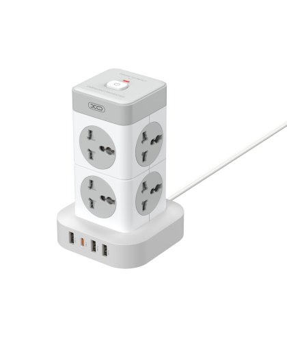 Купити Мережевий Подовжувач XO WL21 Tower Shaped 8AC socket+3USB-A+1USB-C 2m М'ят.упак., 2