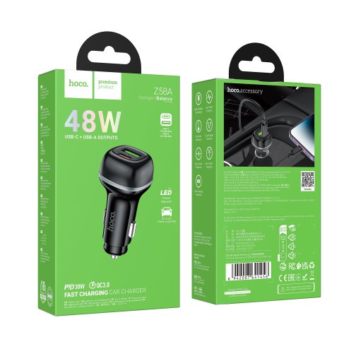 Купить Авто Зарядное Устройство Hoco Z58A 1USB/1USB-C QC/PD48W