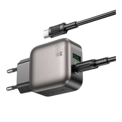 Купити Мережевий Зарядний Пристрій Borofone BAS55A 1USB-C/1USB PD/QC 30W GAN+Type-C to Type-C, 6