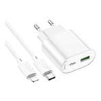 Купити Мережевий Зарядний Пристрій Hoco C109A 1USB-C/1USB PD/QC 20W+Type-C to Lightning, 5