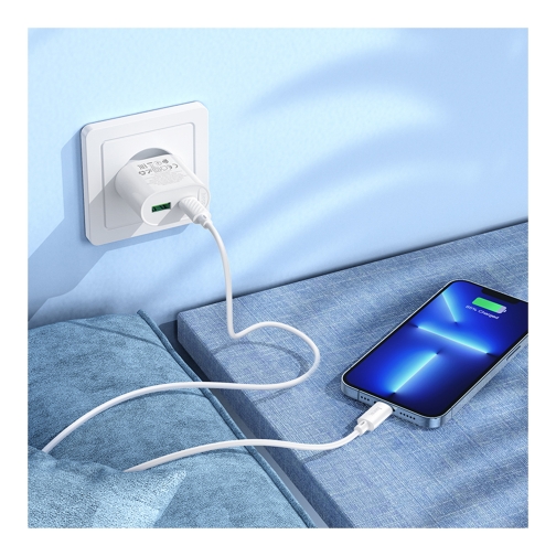 Купити Мережевий Зарядний Пристрій Hoco C109A 1USB-C/1USB PD/QC 20W+Type-C to Lightning, 8