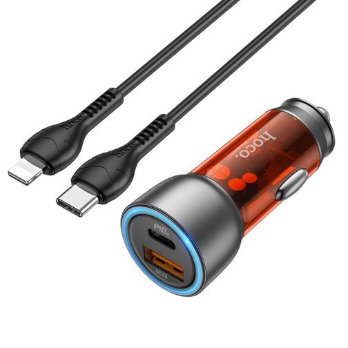 Купить Авто Зарядное Устройство Hoco NZ8 Sprinter 43W PD25W+QC3.0 Type-C to Lightning, 6