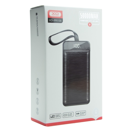 Купить Power Bank XO PR158 QC22.5W PD20W digital display, with light, 50000 mAh Мятая упаковка