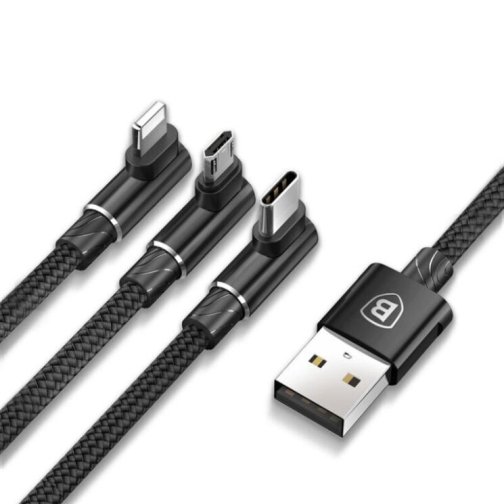 Купити Кабель Baseus MVP 3-in-1 USB to Micro / Lightning / Type-C 3.5A 1.2m CAMLT-WZ, 2