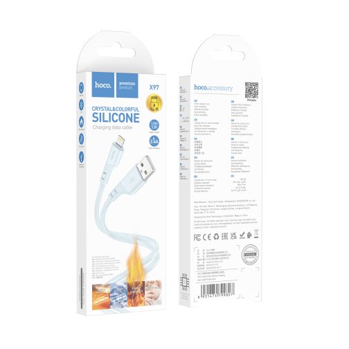 Купить USB Hoco X97 Crystal color Silicone Lightning