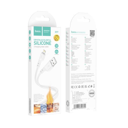 Купить USB Hoco X97 Crystal color Silicone Lightning, 2
