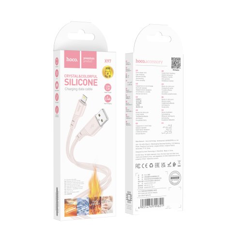 Купить USB Hoco X97 Crystal color Silicone Lightning, 3