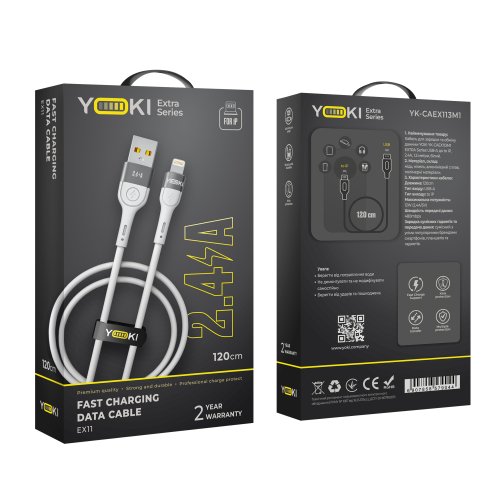 Купити Кабель USB YOKI EXTRA YK-EX11 Lightning 2.4A 1.2m, 2