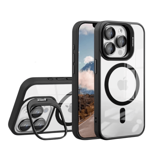 Купити Чохол TPU+PC+Metal Stand Case with MagSafe and Camera Lenses для iPhone 15 Pro М'ята упаковка