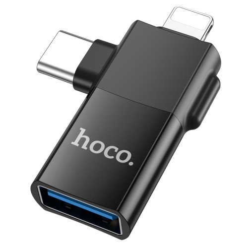Купити Перехідник Hoco UA17 iP male/Type-C male to USB female two-in-one, 2