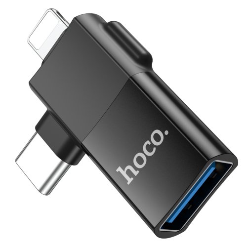 Купити Перехідник Hoco UA17 iP male/Type-C male to USB female two-in-one, 6