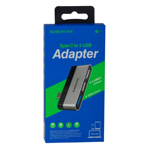 Купити Перехідник Borofone DH1 Type-C to USB 3.0 / 2USB М'ята упаковка