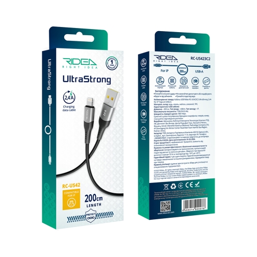 Купити Кабель USB Ridea RC-US42 UltraStrong Lightning 12W 2m, 2