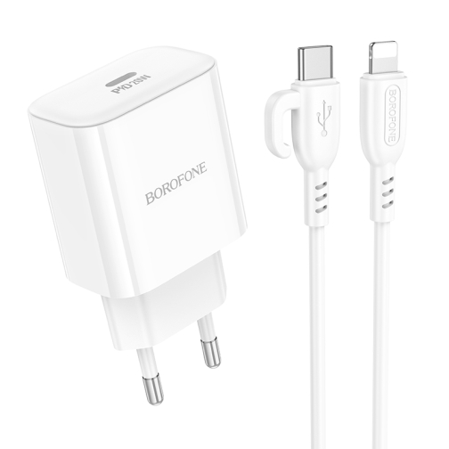 Купити Мережевий Зарядний Пристрій Borofone BA81A 1USB-C PD/QC 20W+Type-C to Lightning