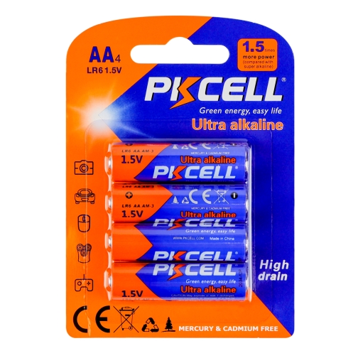Купить Батарейка щелочная PKCELL 1.5V AA/LR6, 4 штуки в блистере (PC/LR6-4B)