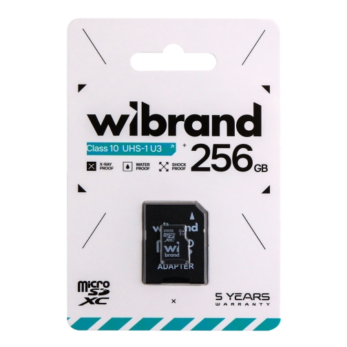 Купити Карта Пам'яті Wibrand MicroSDHC 256gb UHS-1 U3 10 Class & Adapter