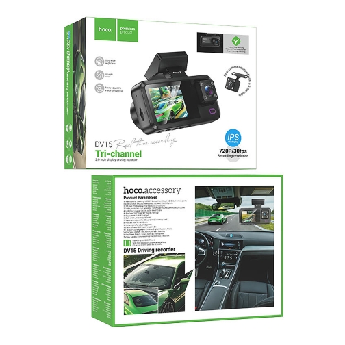 Купити Відеореєстратор Hoco DV15 2-inch 720P/Wi-Fi App/ 3 Камеры, 2