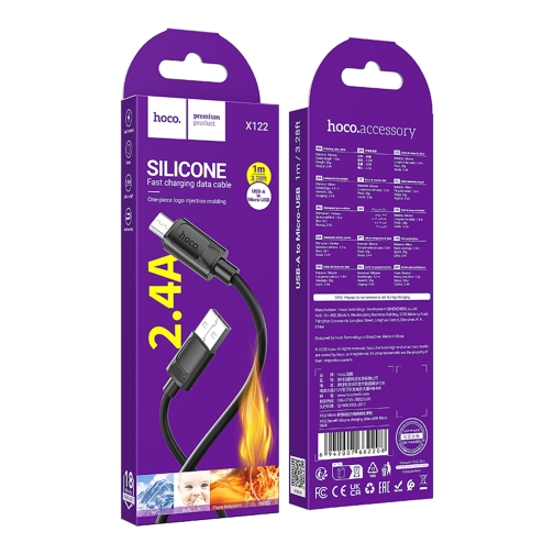 Купить USB Hoco X122 Silicone Micro 2.4A, 3
