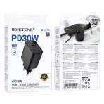 Купити Мережевий Зарядний Пристрій Borofone BA97A 1USB-C PD/QC 30W Led Display М'ята упаковка