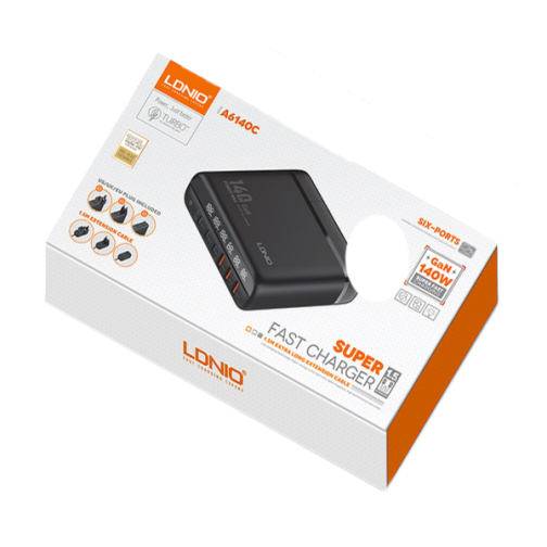 Купити Мережевий Зарядний Пристрій LDNIO A6140C 140W LED display GAN М'ята упаковка