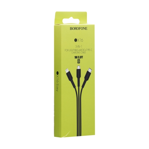 Купить USB Borofone BX16 3-in-1 Easy IP+Micro+Type-C, 7