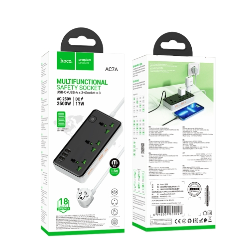 Купить Сетевой Удлинитель Hoco AC7A 1C3A 1.5m, 3