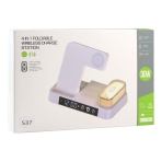 Купити Бездротовий Зарядний Пристрій JJT-S37 5in1+Lamp/Alarm Clock 30W S version, 7