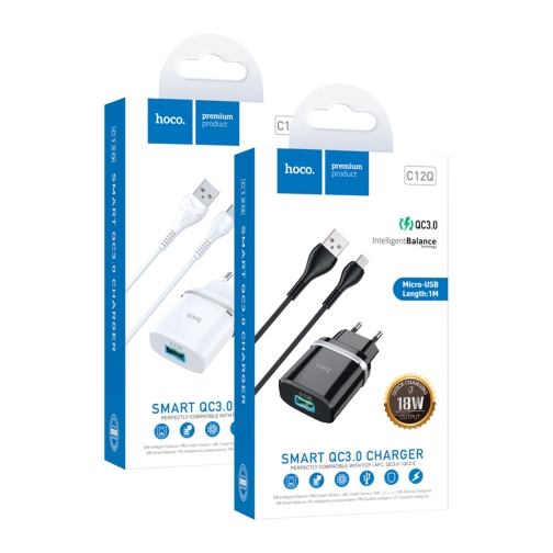 Купити Мережевий Зарядний Пристрій Hoco C12Q QC 3.0 18W Micro, 6