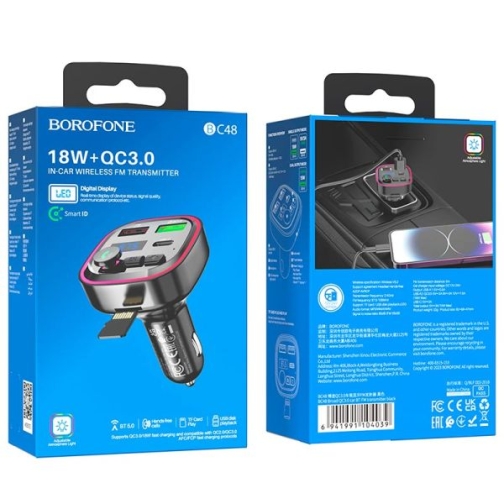 Купити FM-трансмітер Borofone BC48 Broad QC3.0 car BT FM transmitter М'ята упаковка