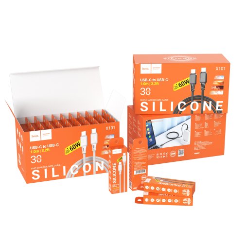 Купити Кабель USB Hoco X101 Assistant Silicone Type-C to Type-C 60W 30шт.