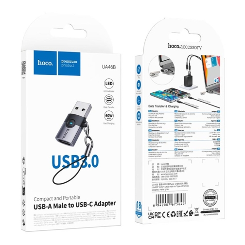 Купити Перехідник Hoco UA46B USB Male to Type-C female USB3.0, 2