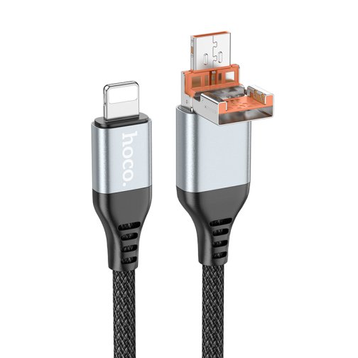 Купити Кабель USB Hoco U128 2in1 2.4A/PD27W USB/Type-C to Lightning 1.2m, 2