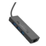 Купить USB Hub Hoco HB42 4-in-1 (USB to USB3.0*3+RJ45 1Gbps) (L=1.2M), 8