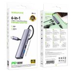Купить USB Hub Borofone DH15 6-в-1 Type-C to HDMI+PD+USB3.0+USB2.0+SD+TF(L=0.15M), 2