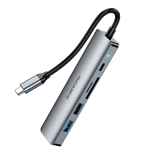 Купить USB Hub Borofone DH15 6-в-1 Type-C to HDMI+PD+USB3.0+USB2.0+SD+TF(L=0.15M), 4