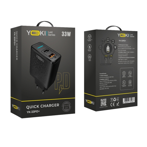 Купити Мережевий зарядний пристрій Yoki Led Series YK-33PD+QC 33W, 10