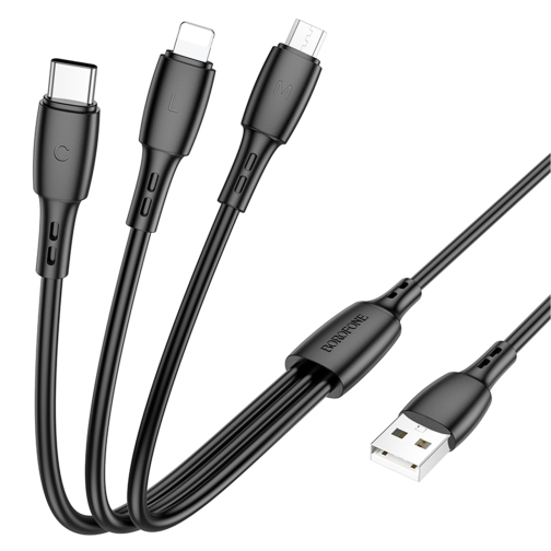 Купити Кабель USB Borofone BX71 3-in-1 IP+Type-C+Micro, 2