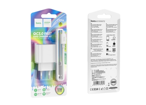 Купить Сетевое Зарядное Устройство Hoco C109A Fighter QC3.0 Micro, 2