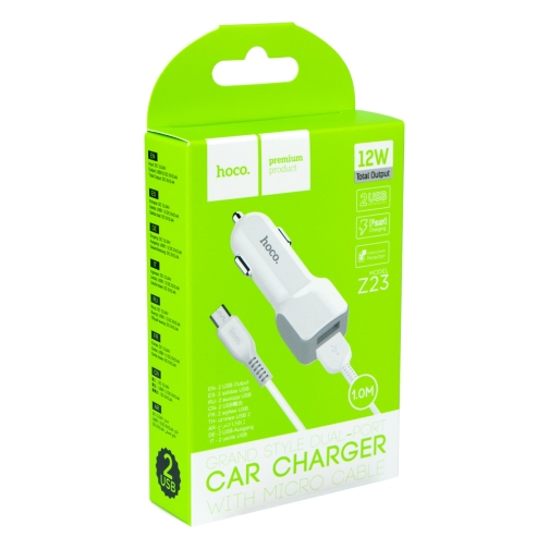 Купить Авто Зарядное Устройство Hoco Z23 2USB Micro, 2