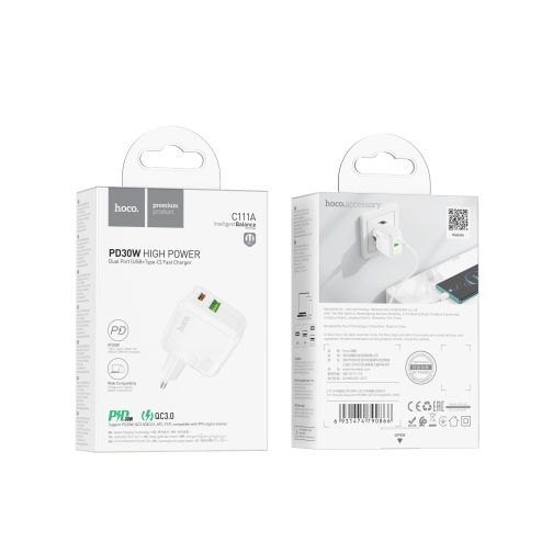 Купить Сетевое Зарядное Устройство Hoco C111A Lucky PD30W+QC3.0, 2
