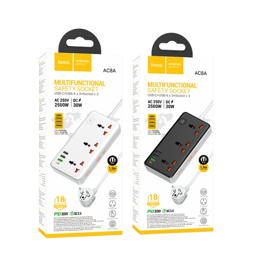 Купить Сетевой Удлинитель Hoco AC8A PD30W/QC18W/1C3A 1.5m