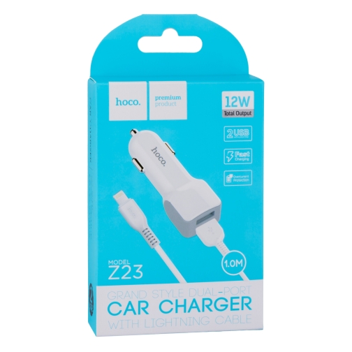 Купить Авто Зарядное Устройство Hoco Z23 2USB Lightning, 2