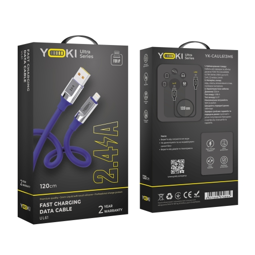 Купити Кабель USB YOKI ULTRA YK-UL61 Lightning 2.4A 1.2m, 2