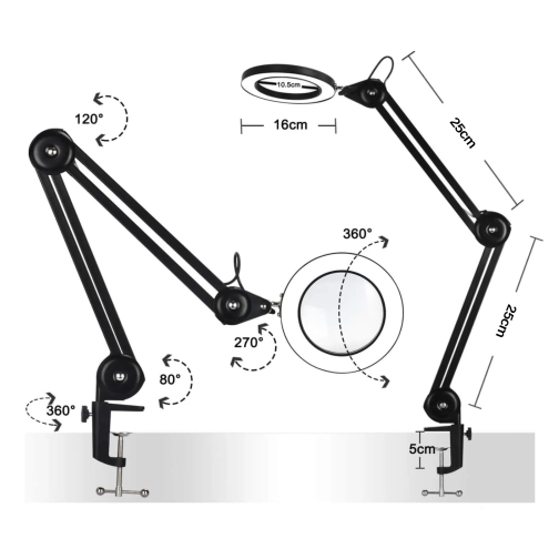 Купить Настольная Кольцевая LED Лампа На Струбцине 6", 8