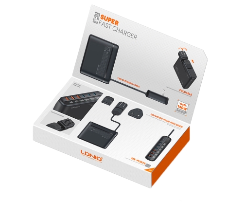 Купить Сетевое Зарядное Устройство LDNIO A6140C 140W LED display GAN, 5